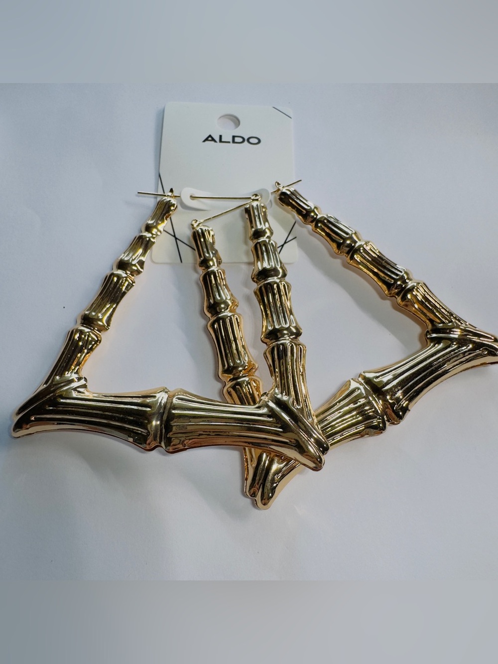 3” Aldo Gold Bamboo-Style Statement Hoop Earrings